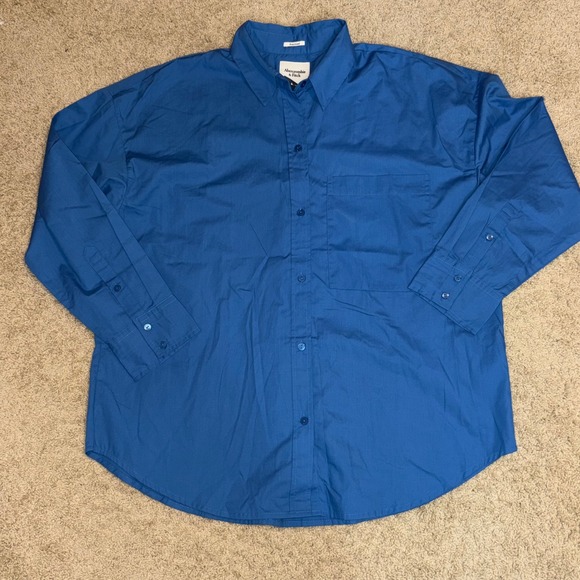Abercrombie & Fitch Oversized Button Down Shirt Top Womens L Large Blue - Picture 1 of 6